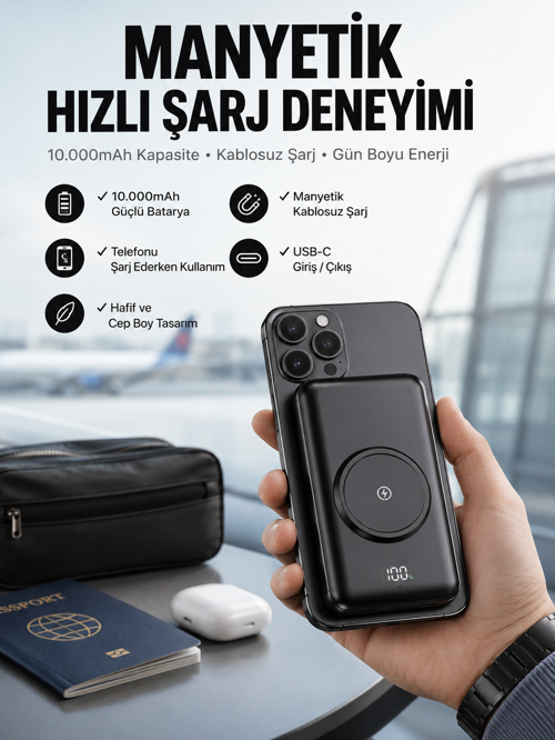 tekno Powerbank Taşınabilir 10.000 Mah Hızlı Şarj Dijital Göstergeli 2026