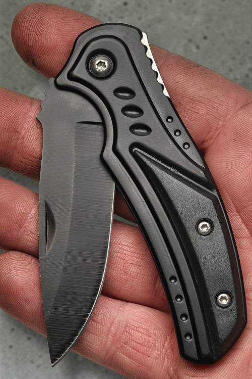 KA043 16 CM Paslanmaz Çelik Mat Siyah Kamp Outdoor Mini Cep Çakı