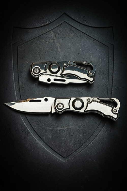 NO.50 13,5 CM Paslanmaz Çelik Kamp Outdoor Mini Cep Çakı Gümüş Renk