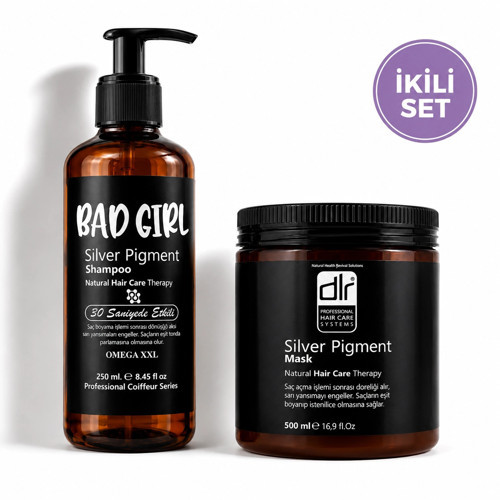 Bad Girl Silver Pigment Şampuan & DLR Silver Pigment Saç Maskesi | Boyalı ve Röfleli Saçlar İçin Öze