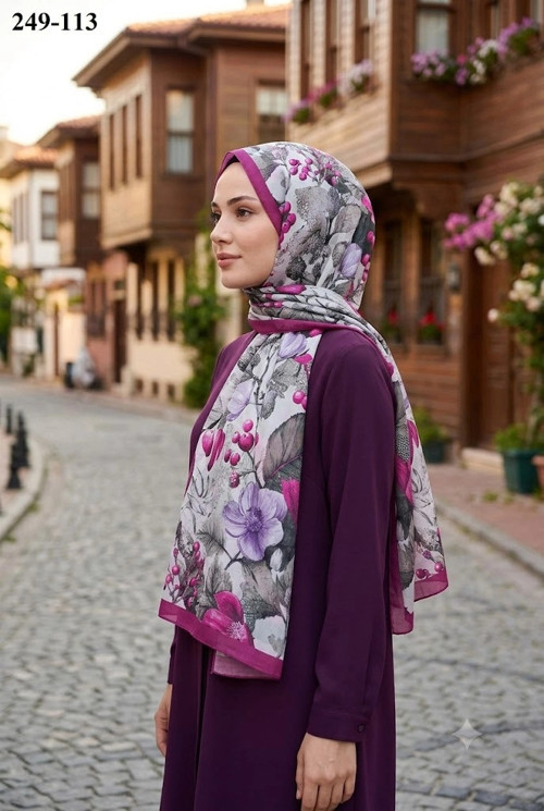 Fransız İpeği Şal (Koyu Pembe) 249-113