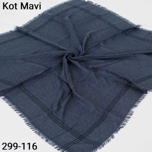 Sim Şeritli Balık Sırtı Pamuk Eşarp (kot mavi) 299-116