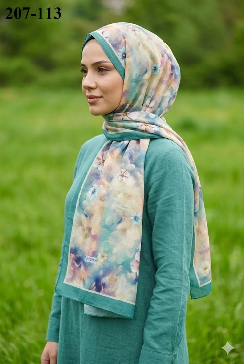 Bambu Kraş Pamuk Şal (Yeşil) 207-113