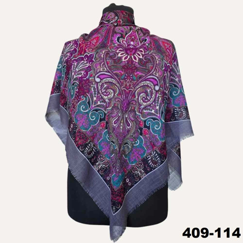 Etnik Desenli Flamlı Kotton Eşarp 409-114