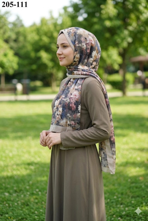 Scarf Bambu Kraş Pamuk Şal (Vizon) 205-111