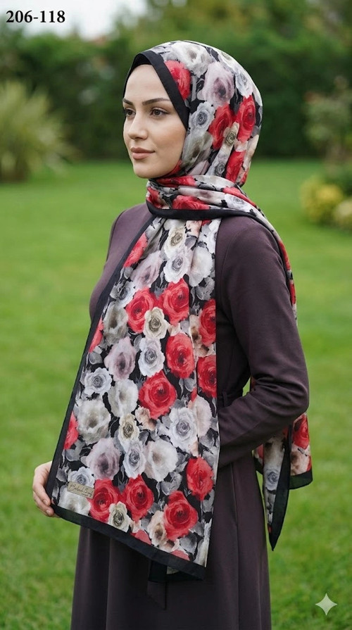 Scarf Bambu Kraş Pamuk Şal (Siyah) 206-118