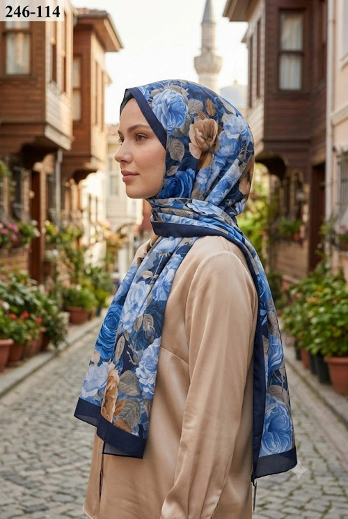 Soft Pamuk Şal (Lacivert Serisi) 246-114