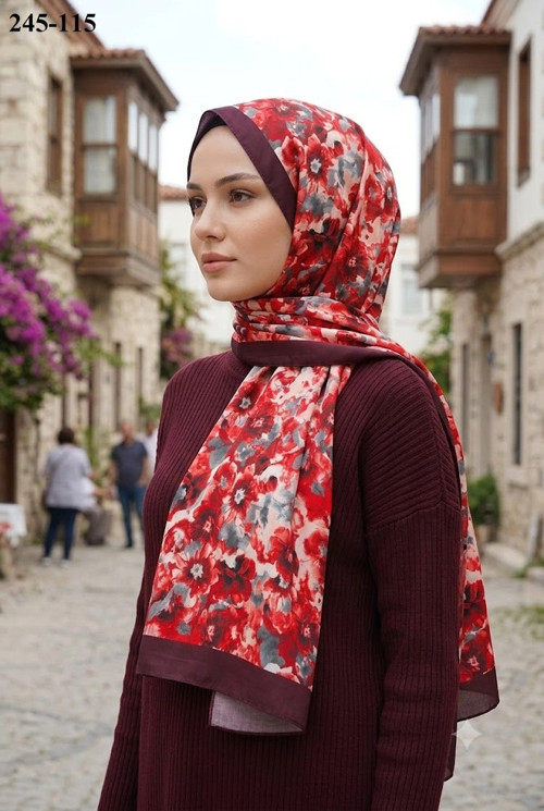 Soft Pamuk Şal (Bordo Serisi) 245-115