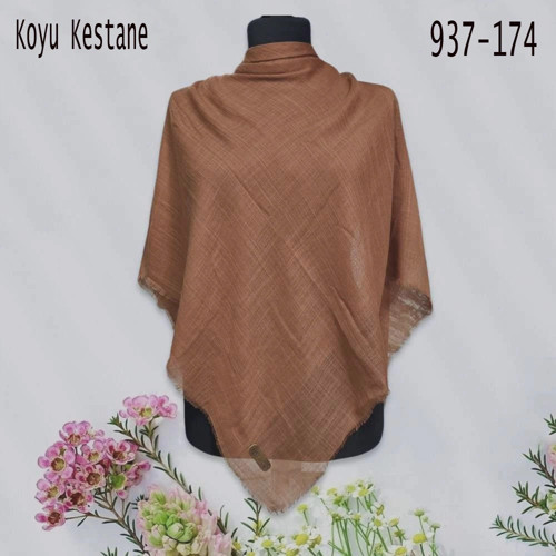 Düz Renk Flamlı Pamuk Eşarp (koyu kestane) 937-174