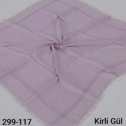 Sim Şeritli Balık Sırtı Pamuk Eşarp (kirli gül) 299-117