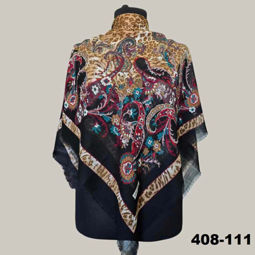Etnik Desenli Flamlı Kotton Eşarp 408-111
