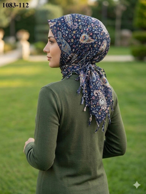 Desenli Sökme Boncuklu Eşarp 1083-112