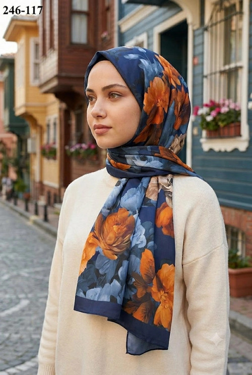 Soft Pamuk Şal (Lacivert Serisi) 246-117