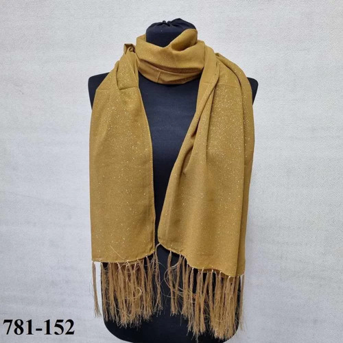 Simli Ve Püsküllü Abiye Şal Sarı 781-152