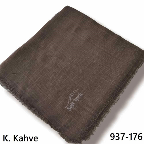 Düz Renk Flamlı Pamuk Eşarp (koyu Kahve) 937-176