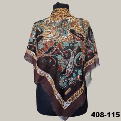 Etnik Desenli Flamlı Kotton Eşarp 408-115