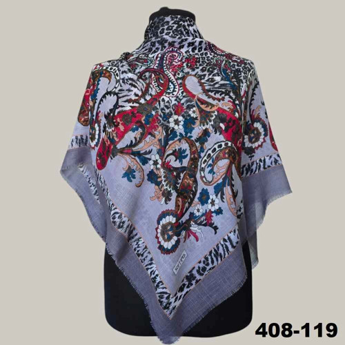 Etnik Desenli Flamlı Kotton Eşarp 408-119