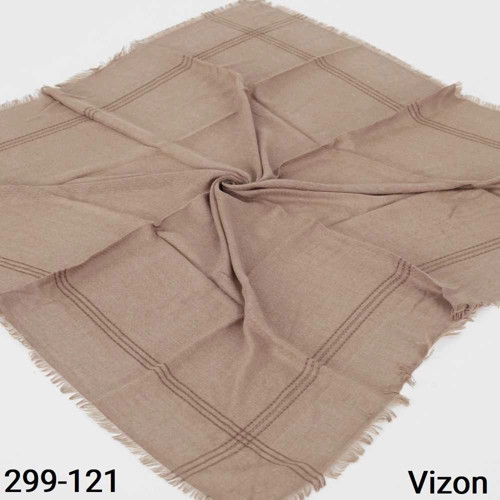 Sim Şeritli Balık Sırtı Pamuk Eşarp (vizon) 299-121