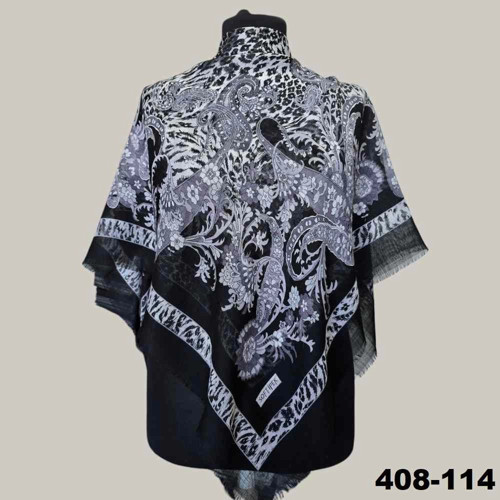 Etnik Desenli Flamlı Kotton Eşarp 408-114