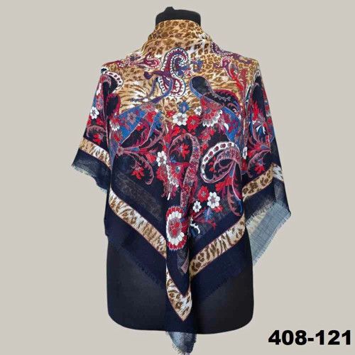 Etnik Desenli Flamlı Kotton Eşarp 408-121