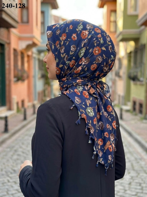 Life Desenli Sökme Boncuklu Eşarp 240-128