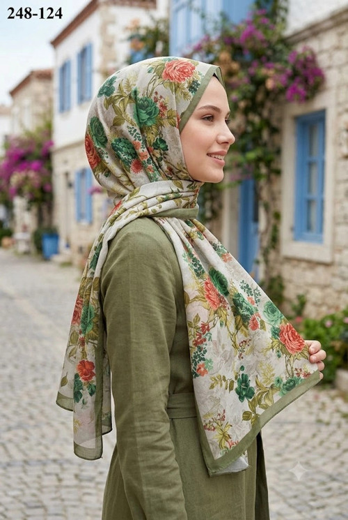 Fransız İpeği Şal (Yeşil) 248-124
