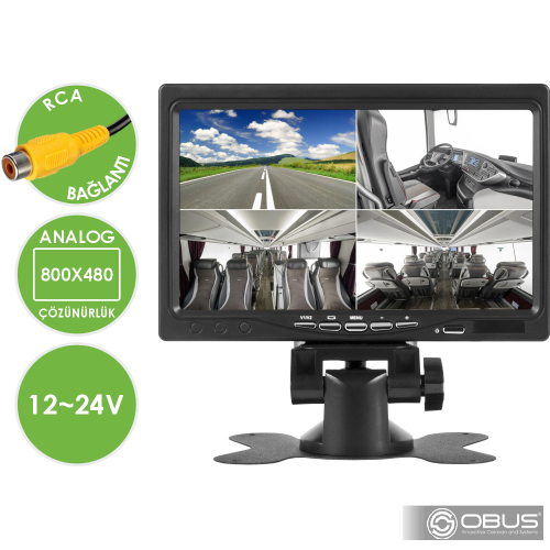 Obus EV-M600E Ecoview Dört Video Girişli Güneşlikli Analog 7 Inch Araç Monitörü