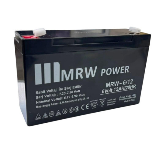 MRW POWER 6Volt 12Amper Kuru Akü 6V 12A 315X264X120