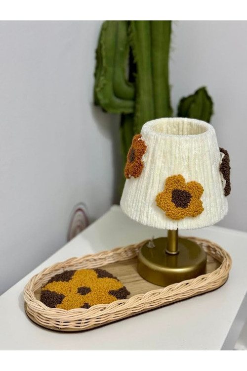 Punch Kadife Set Masa Lambası-Rattan Düzenleyici Sepet-Bardak Altı