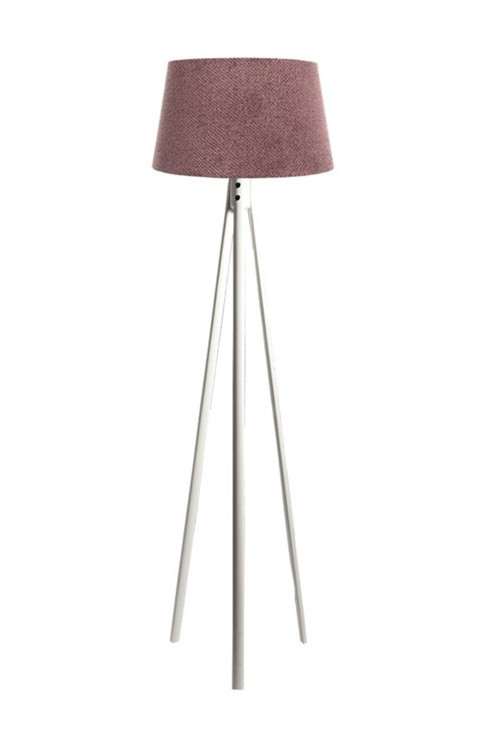 Oval 3 Ayak Tripod Lambader Abajur Köşe Lambası Ahşap Beyaz