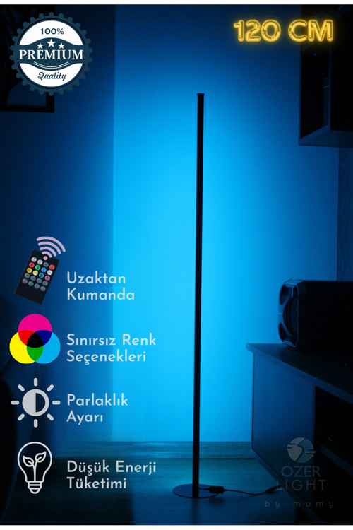 Premium Köşe Dekoratif Led Lambader 120 cm - Rgb Kumandalı 16 Renk Ayaklı Lambader
