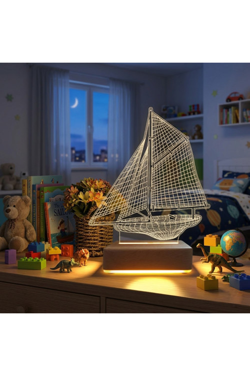 3d Led Gece Lambası Yelkenli Gemi Modeli Gece Lambası