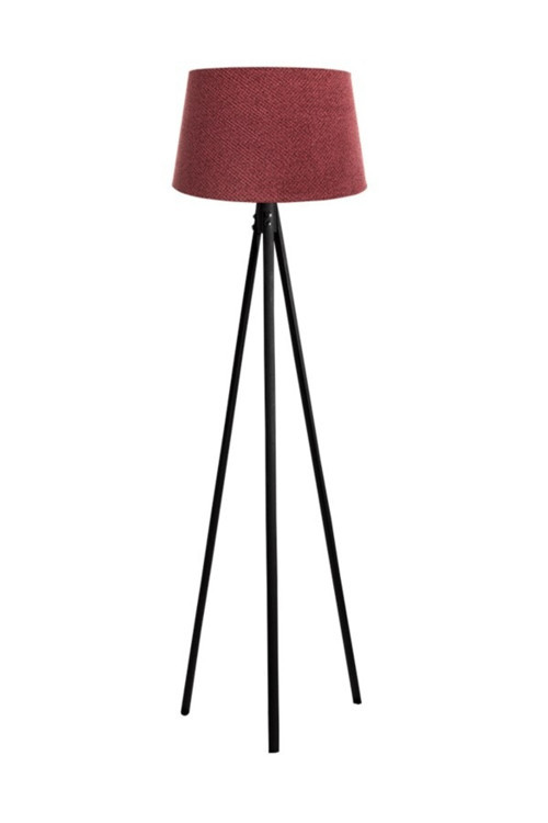 Oval 3 Ayak Tripod Lambader Abajur Köşe Lambası Ahşap Siyah