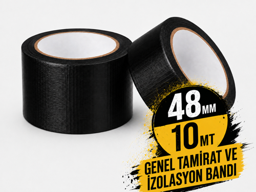 Siyah Tamir ve İzolasyon Bandı 48mm 10mt Suya Dayanıklı Duct Tape Sırdırmazlık Bandı 2 Adet