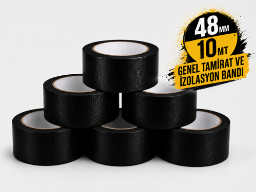 Siyah Tamir ve İzolasyon Bandı 48mm 10mt Suya Dayanıklı Duct Tape Sırdırmazlık Bandı 6 Adet