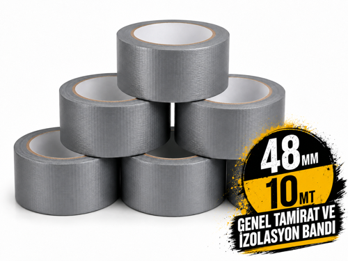 Gri Tamir ve İzolasyon Bandı 48mm 10mt Suya Dayanıklı Duct Tape Sırdırmazlık Bandı 6 Adet