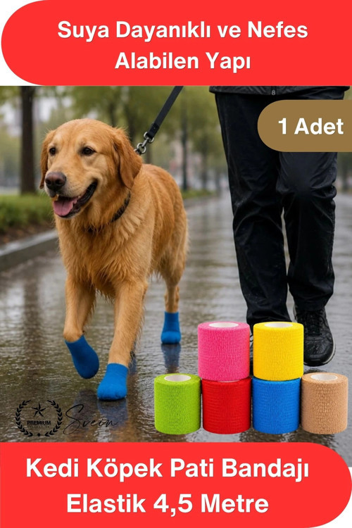 #PatiBandaj Esnek Yara Koruyucu Bakım Su Geçirmez Kendinden Yapışkanlı Kedi Köpek Pati Bandajı Veter