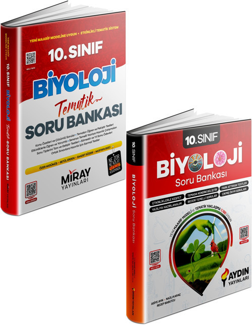 Aydın + Miray 2027 10. Sınıf Biyoloji Soru Bankası Seti 2 Kitap Maarif Model