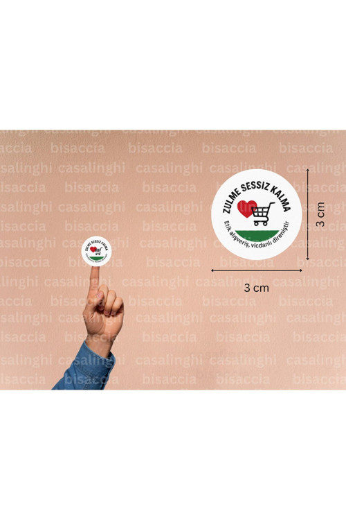 Zulme Sessiz Kalma Etiketi Etik Alışveriş Vicdanlı Direniştir Sticker Filistin Boykot 3 Cm (95 ADET)