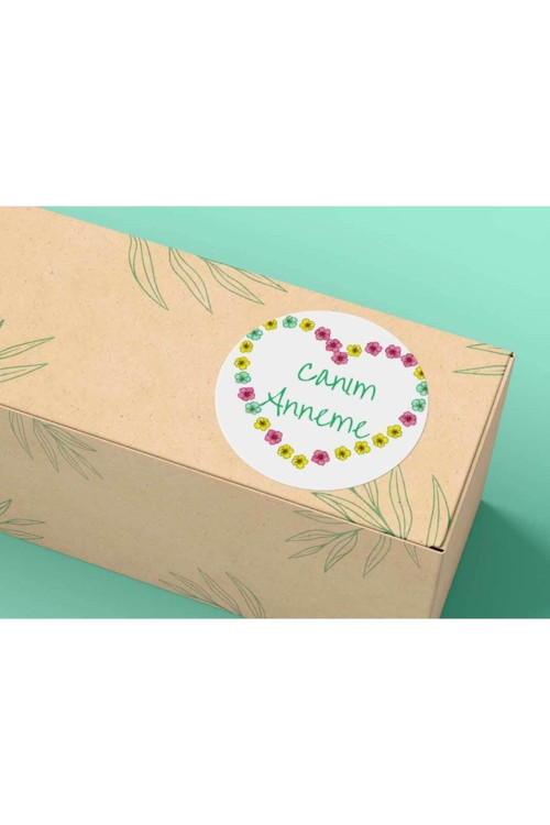 Anneler Günü Etiketi Çiçekli Kalp Canım Anneme My Mom Sticker 4 Cm (40 Adet)