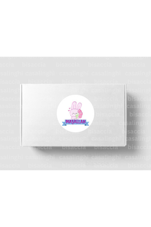Pembe MAŞALLAH Etiketi Nazar Değmesin Sevimli Yuvarlak Mat Sticker Bebek Partisi 4 Cm (90 Adet)