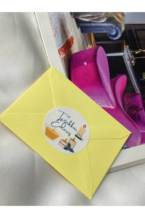 Mum Baskılı Teşekkür Ederiz Etiketi Yuvarlak Mat Sticker 4 Cm (90 Adet)