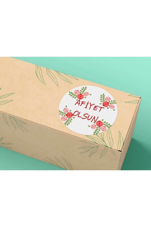 Afiyet Olsun Etiketi Çiçekli Model 2 Mat Etiket Pastane Yiyecek Cafe 4 Cm (40 ADET)