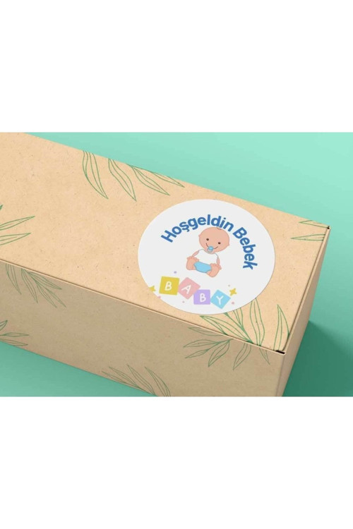 Mavi Hoşgeldin Bebek Sticker Mat Etiket 4 Cm (40 Adet)