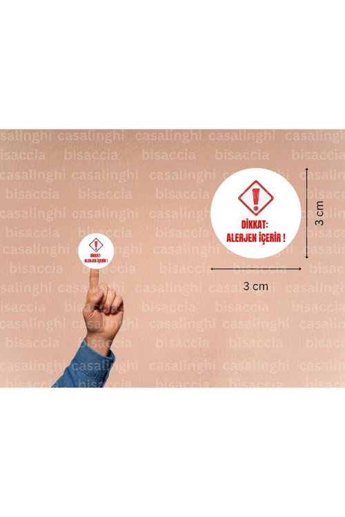 Dikkat Alerjen İçerir Etiketi Uyarı Alerji Alerjen Yuvarlak Mat Sticker 3 Cm (95 Adet)