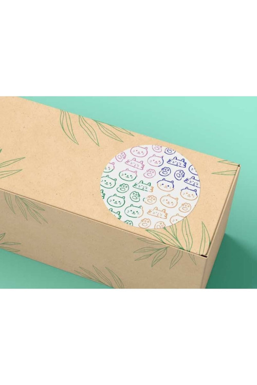 Kedicikler Sevimli Etiket Karışık Renkli Patili Yuvarlak Mat Sticker 4 Cm (40 ADET)