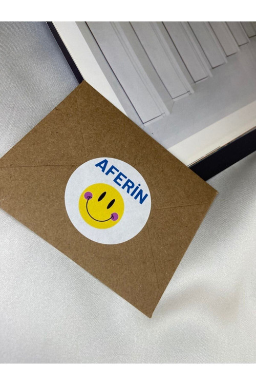 Aferin Yazılı Sevimli Sticker Mat Etiket 4 Cm (100 Adet)