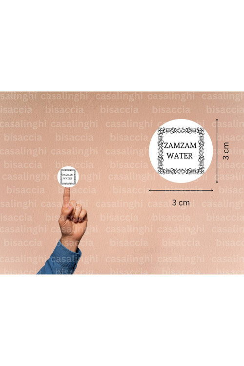 Siyah İngilizce Zemzem Etiketi Yuvarlak Mat Sticker Zamzam Hajj Umre Hediyeleri 3 Cm (95 Adet)