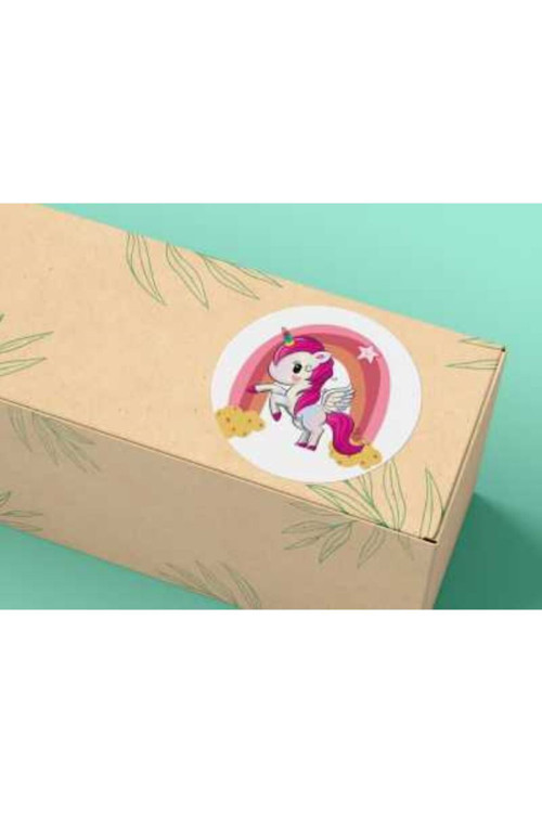 Pembe Unicorn Etiketi Yuvarlak Mat Çıkartma Cute Round Sticker 3 Cm (95 Adet)