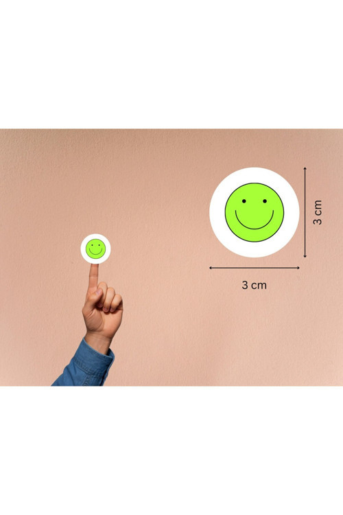 Yeşil Emoji Gülen Suratlar Etiketleri Sevimli Gülümseyen Yüz Yuvarlak Mat Sticker 3 Cm (95 ADET)